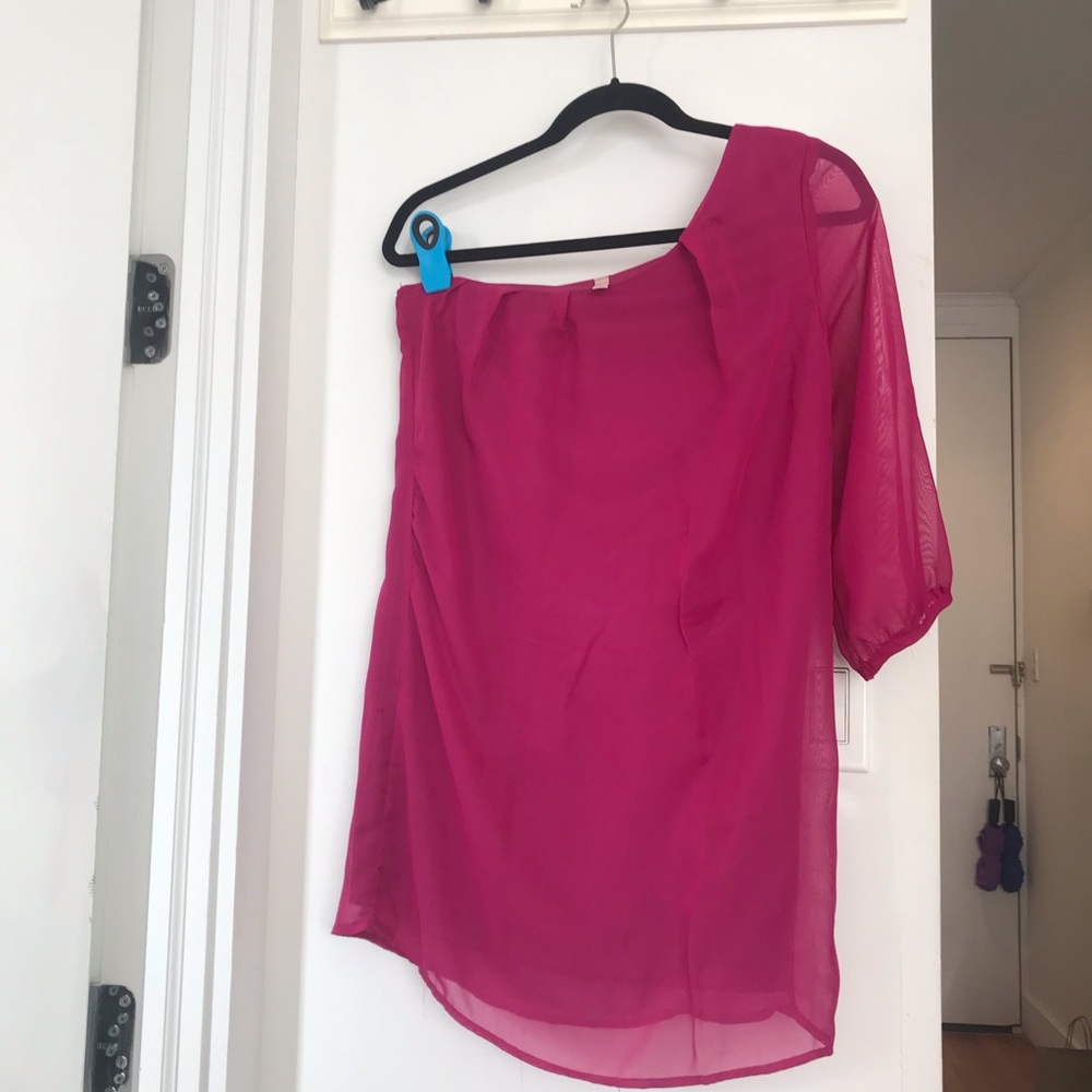 Magenta One Shoulder Cocktail Dress